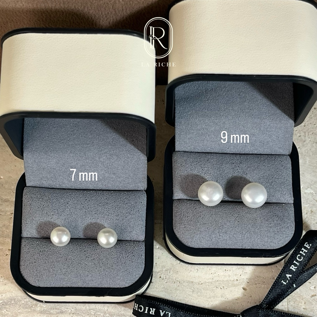 Mother of Pearl Earrings (7mm,9mm) ต่างหูมุกแท้ ตัวเรือนเงินแท้ พร้อม Warranty card