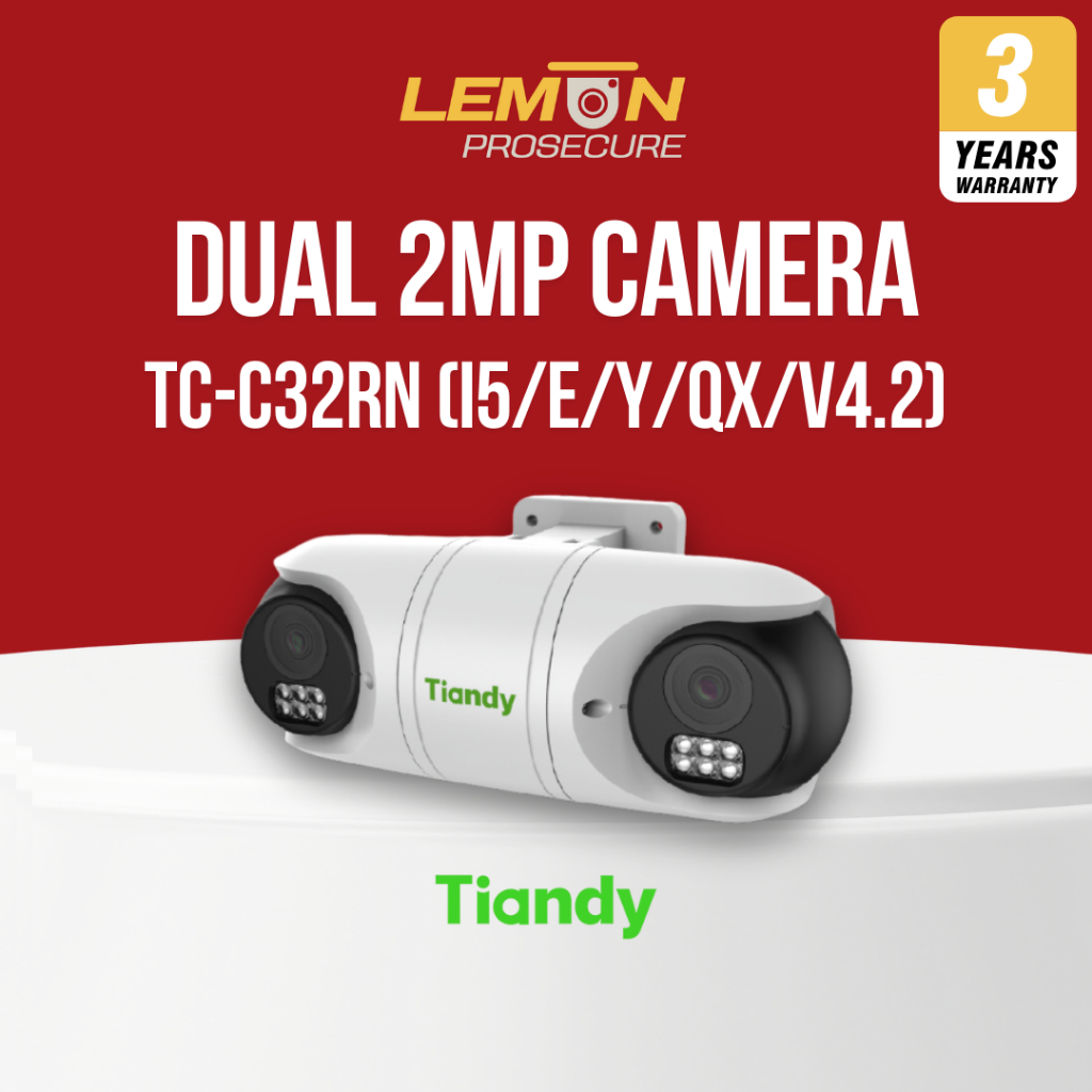 กล้องวงจรปิด Tiandy TC-C32RN Spec:I5/E/Y/QX Dual Lens 2MP IR Bullet Built-in Mic PoE กันน้ำ IP67