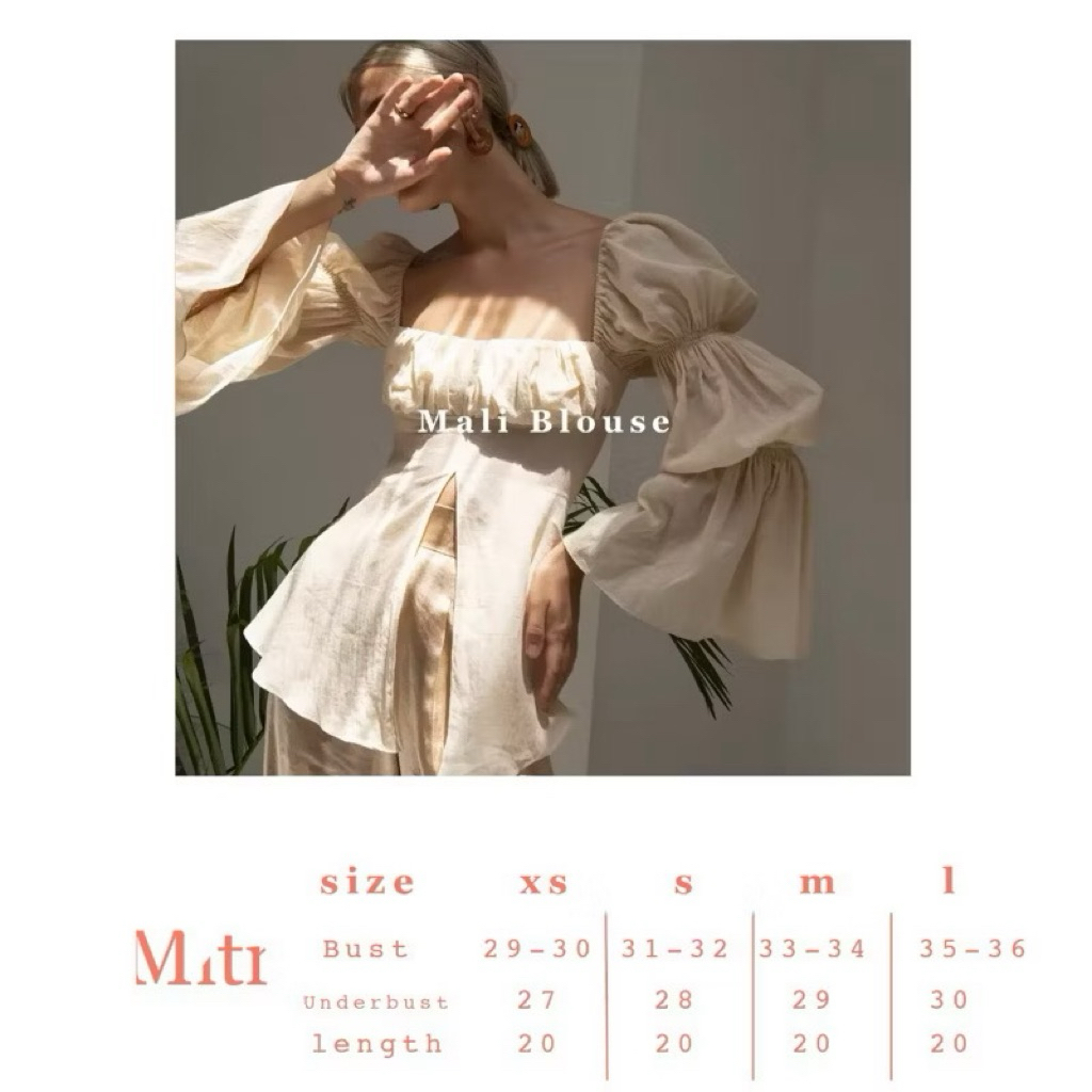 Mitr Mali Biouse XS เสื้อแขนตุ๊กตา มือสองสีครีมใจ