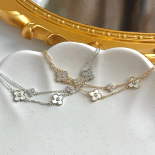 Socrush.bkk | PETAL CHARM double layers bracelet | SB-017 | กำไล สร้อยข้อมือ ดอกไม้ สองเลอเยอร์