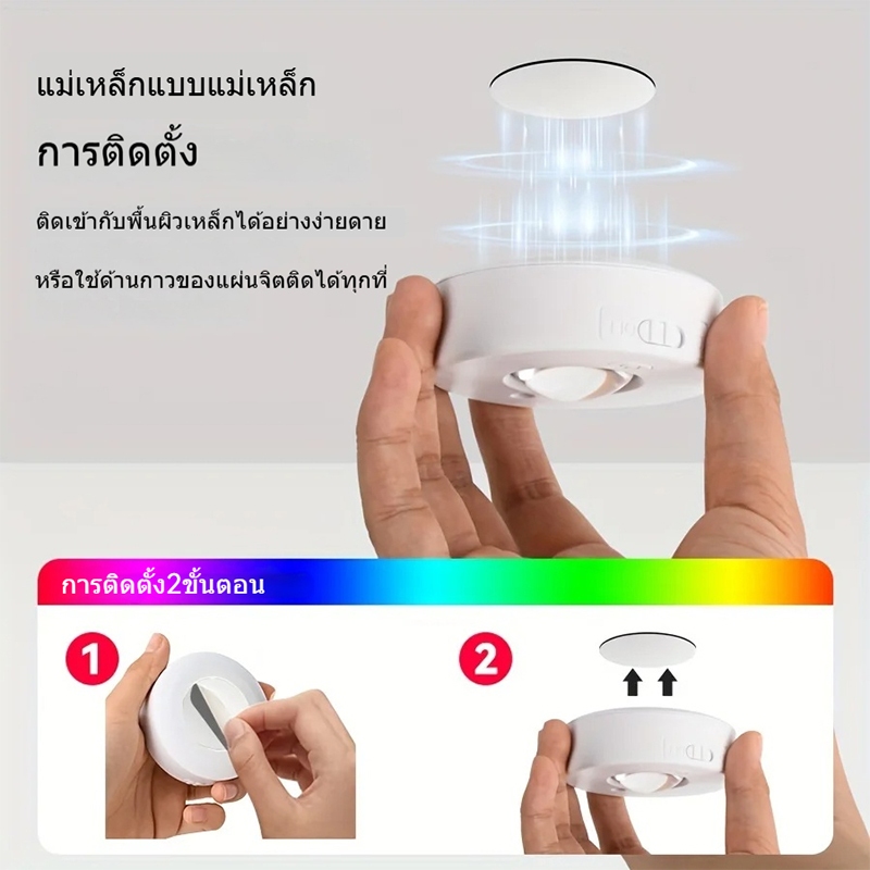 nice โคมไฟLED 13สี ไฟตู้ RGB ไฟติดผนัง ไฟแต่งห้อง ไร้สาย สําหรับตกแต่งตู้เสื้อผ้า TYPE-C ชาร์จUSB 1/3ชิ้น - รูปที่ 2