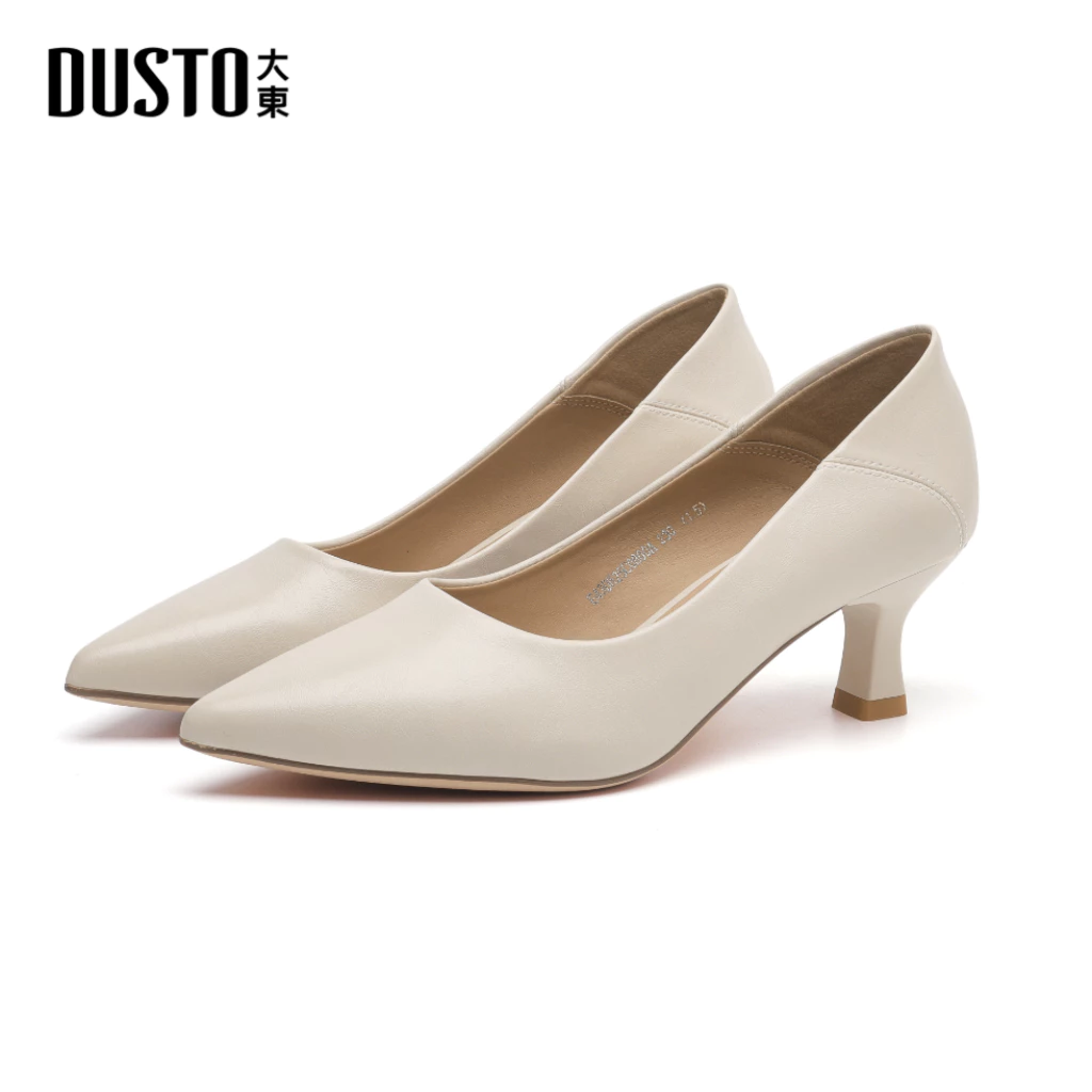 DUSTO รองเท้าส้นสูงหัวแหลมสีครีม ส้นสูง 5.5 ซม. เพิ่มความมั่นใจและความสง่างาม เหมาะทั้งทำงานและออกงาน
