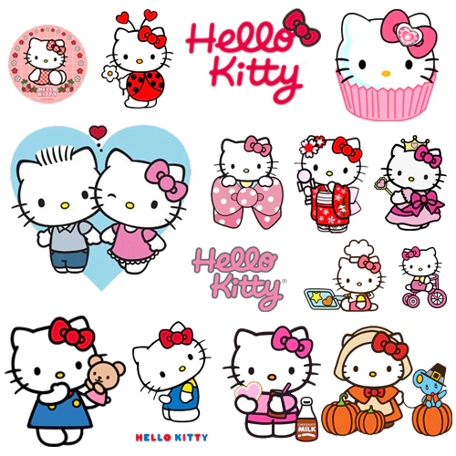 ตัวรีดติดเสื้อ Hello kitty set.2 ขนาด 10 CM🍒 แผ่นฟิมล์รีดร้อน อาร์มติดเสื้อ DIY คิตตี้ 🍒