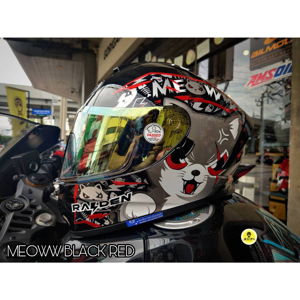 หมวกกันน็อค RAIDEN รุ่น BLADE ลาย MEOWW BLACK RED