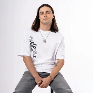 DAVIE JONES [BE FEARLESS] เสื้อยืดผู้ชาย Logo Oversized Fit T-Shirt สีดำ กรม ครีม ขาว LG0144