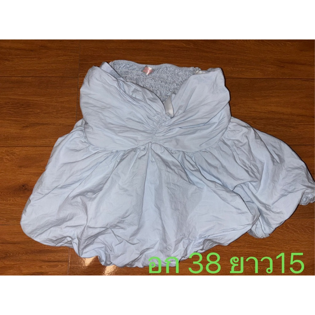 เสื้อเกาะอก ทรงบอลลูน ด้านหลังเป็นสม็อค Women ผู้หญิง Clothing Lady nusa style