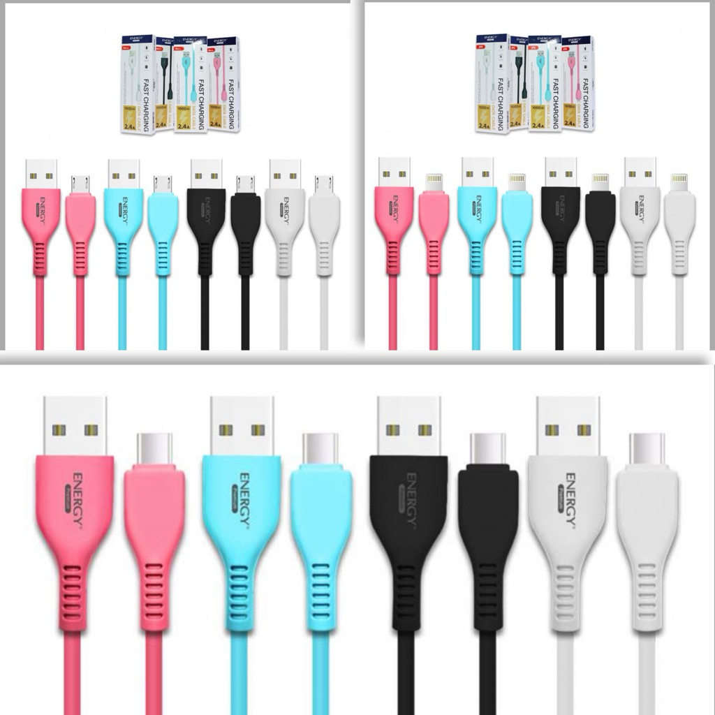 สายชาร์จ Energyแท้  สายชาร์จเร็ว USB 2.4A สำหรับ Micro / Type-C/iPH#energy#energypremium