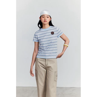 Breeze Club Tee [พร้อมส่ง] เสื้อยืดลายทางไหมพรม