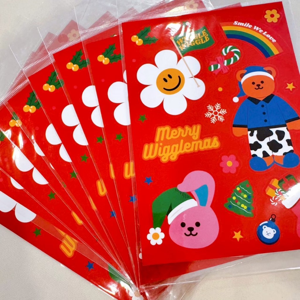 ส่งด่วน🌈 Christmas Sticker Wiggle Wiggle สติกเกอร์ คริสต์มาส แปะสมุด เคส ของใช้ต่างๆ