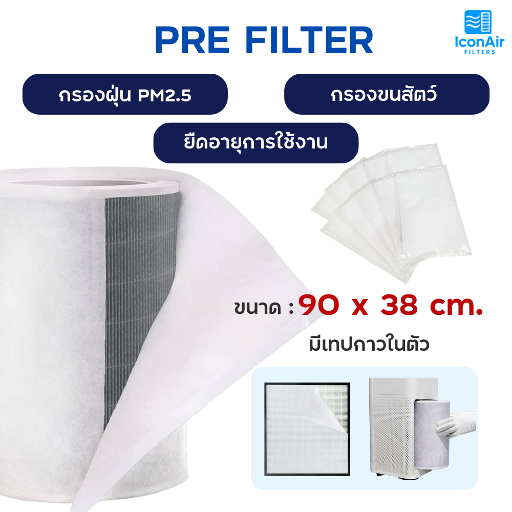 (แผ่นใหญ่) แผ่นกรองหยาบ Pre Filter กรองฝุ่น PM2.5 ยืดอายุการใช้งานไส้กรองหลัก เกรดสูง 90แกรม 90x38cm กรองอเนกประสงค์ DIY – โปรปัง