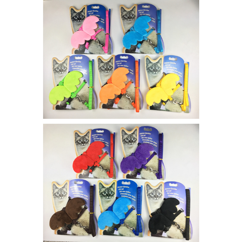 PEKOPET&CAT [สายจูง023] สายจูงสัตว์เลี้ยง ปีกนางฟ้า พร้อมสายรัดอก สายจูงหมา สายจูงแมว สายจูงกระต่าย