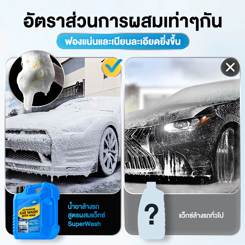 (ซื้อ1 ได้ถึง 14ชิ้น)【สูตรอัพเกรด】SuperWash น้ำยาล้างรถผสมแว็กซ์ ฟองนุ่มลบคราบได้อย่างมีประสิทธิภาพ สูตรล้างและเคลือบเง thumbnail 3