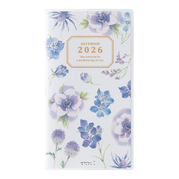 ** SALE ** MIDORI Pocket Diary <Slim> Country Time Flower 2026 (D22363006) / ไดอารี ขนาด Slim ลายดอกไม้ตามฤดูกาล ปี 2026