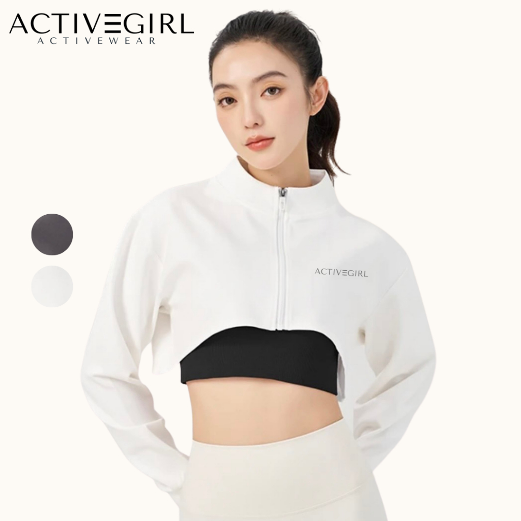 AGRL - เสื้อคลุมออกกำลังกายผู้หญิง รุ่น Crop Jacket เนื้อผ้าเย็นใส่สบายระบายอากาศดี