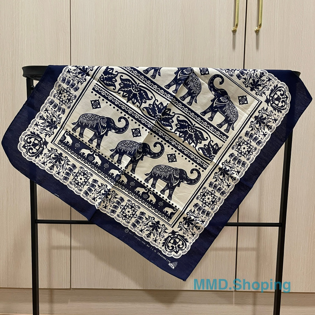 ผ้าโพกผม Bandana ลายช้าง ลายทหาร ผ้าคอตตอน💯 ผ้าเช็ดหน้า ผ้าโพกหัว 🐘พร้อมส่ง❗️