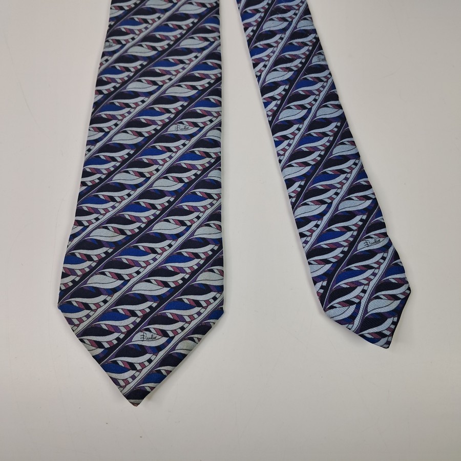 เนคไทมือสอง Emilio Pucci Men's Silk Tie Multicolor Striped Design Made in Italy