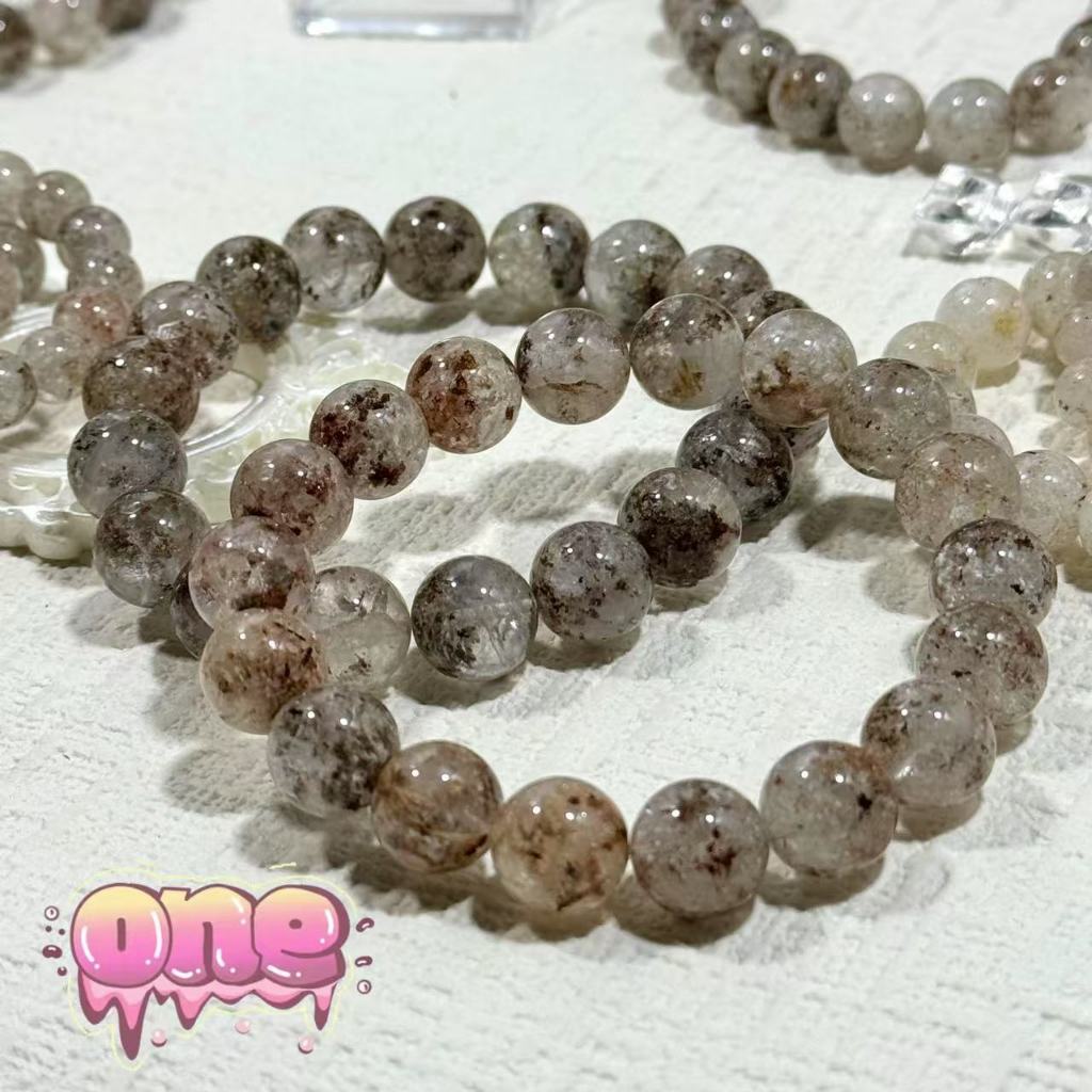 โป่งขาม ข้อมือหินไหมแก้วหิมะสีควันบุหรี่ขนาด โป่งข่ามแก้วปวก สร้อยข้อมือหินแก้ว ข้อมือหินโป่งข่าม