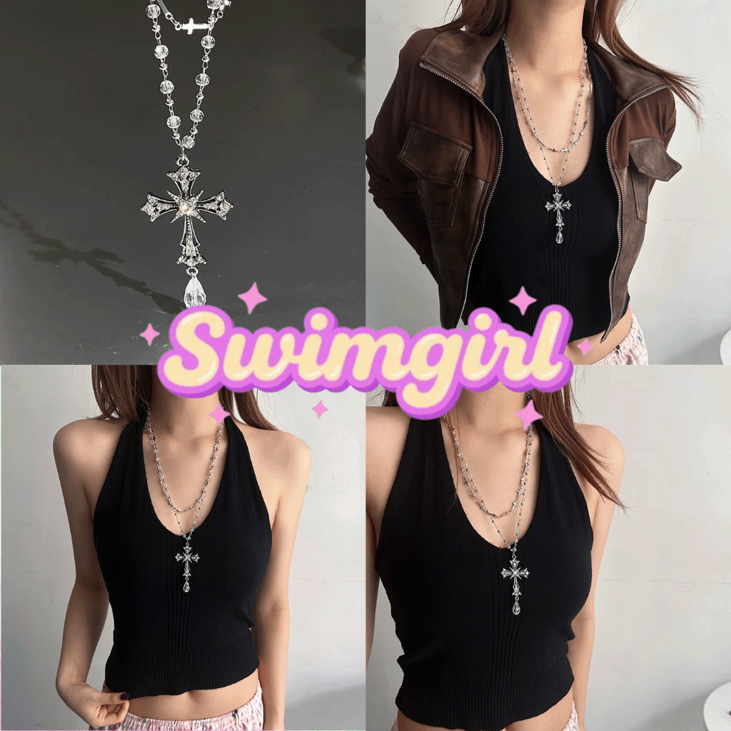 Swimgirl🎀🎀 สร้อยคอ  necklace สร้อยคอโลหะ gothic y2k แฟนซี วินเทจ ins สีพื้น