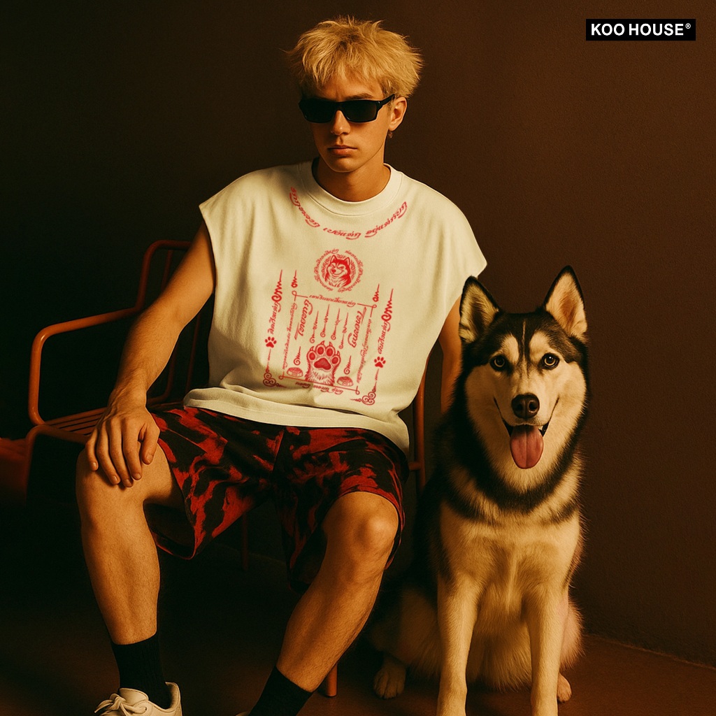 koo house l Dog spells l เสื้อโอเวอร์ไซส์ Comb20