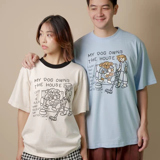 Strayandcool เสื้อยืดโอเวอร์ไซส์ "My dog owns the house" Oversized T-shirt