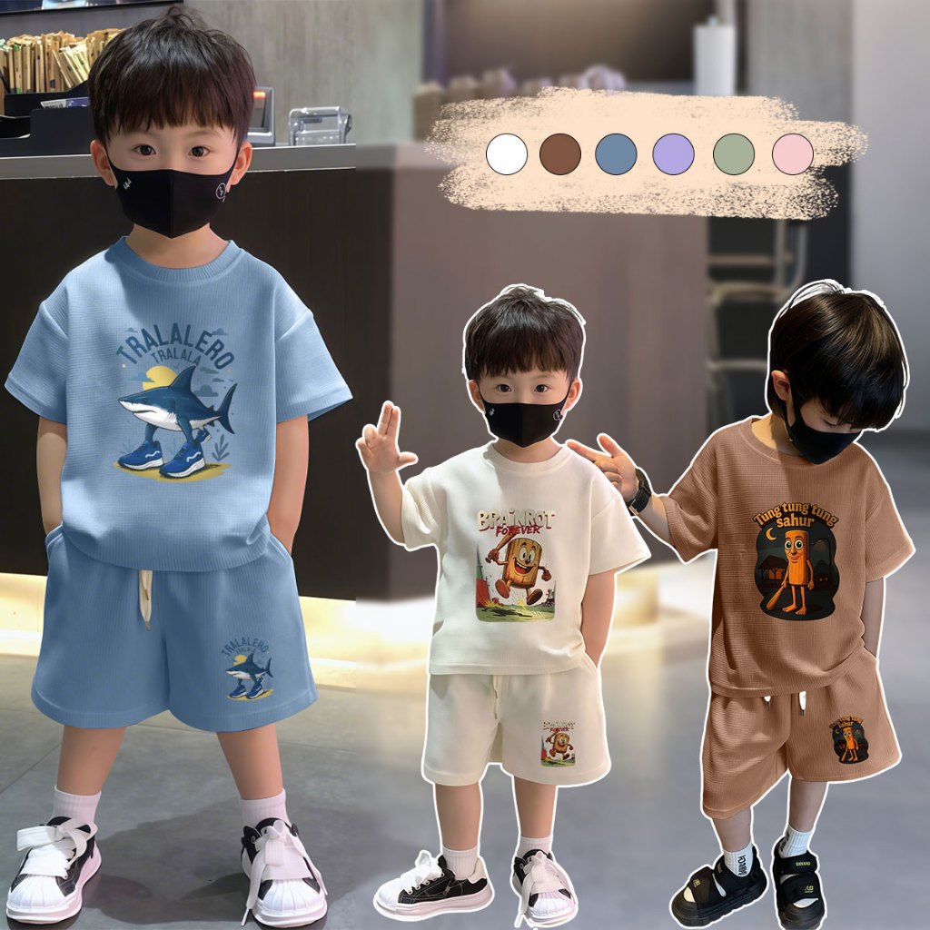 Beryl kids🌸ชุดเซ็ตเด็กแฟชั่น🎀ชุดแขนสั้นลำลอง ลายทุงทุงน่ารัก สองชิ้น สําหรับเด็กผู้หญิงและเด็กผู้ชาย งานดี หลายสี