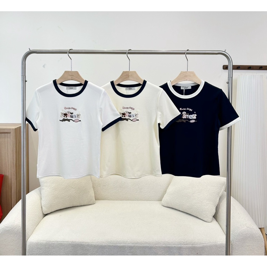 เสื้อยืดคอกลม ลายน้องหมา ผ้าคอตตอนยูนิโคล่งายป้ายsiwa