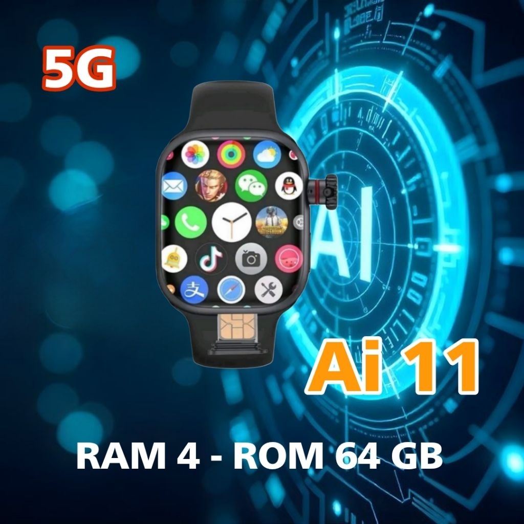 นาฬิกา สมาร์ทวอช รุ่น Ai 11 ใหม่ล่าสุด ใส่ซิม Wi-fi เล่นแอพฯ ได้ ( แถมสาย แถมเคส แถมฟิล์ม แถมหัวชาร์