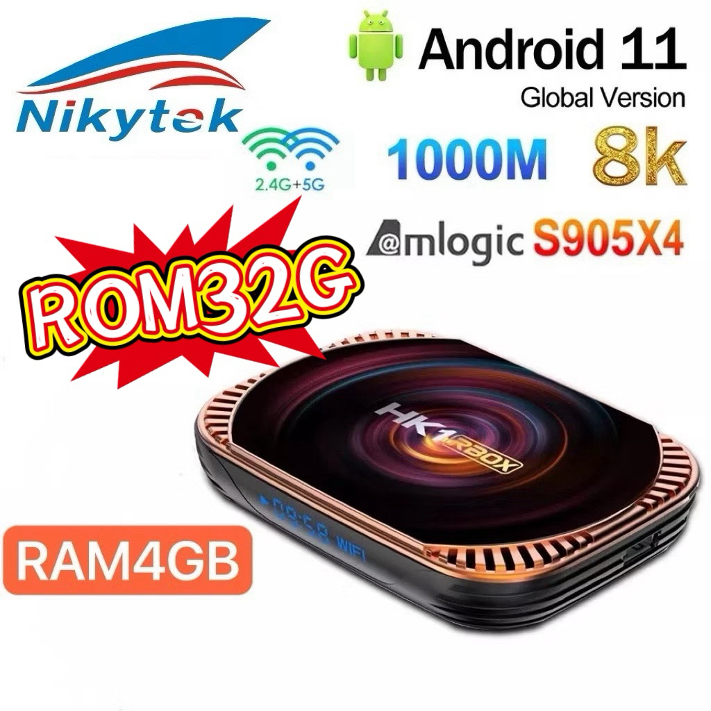 HK1 RBOX X4 Wifi 2.4/5G Bluetooth 4.1 CPU Amlogic S905X4 Android 11 รองรับLAN1,000M Smart tv Box (มี