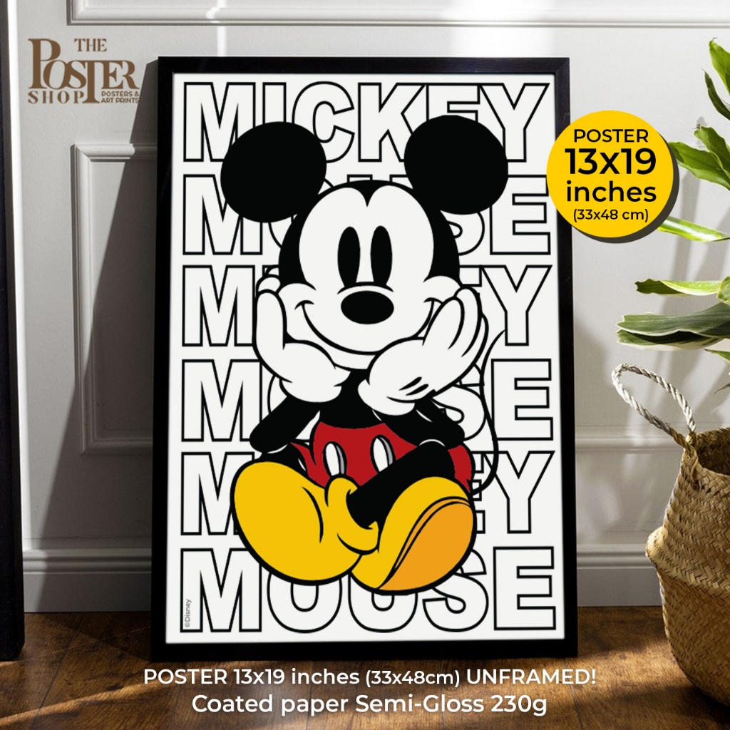 Mickey Mouse Poster โปสเตอร์มิกกี้ เมาส์  ตัวการ์ตูนยอดนิยม ภาพขนาด 13x19 นิ้ว