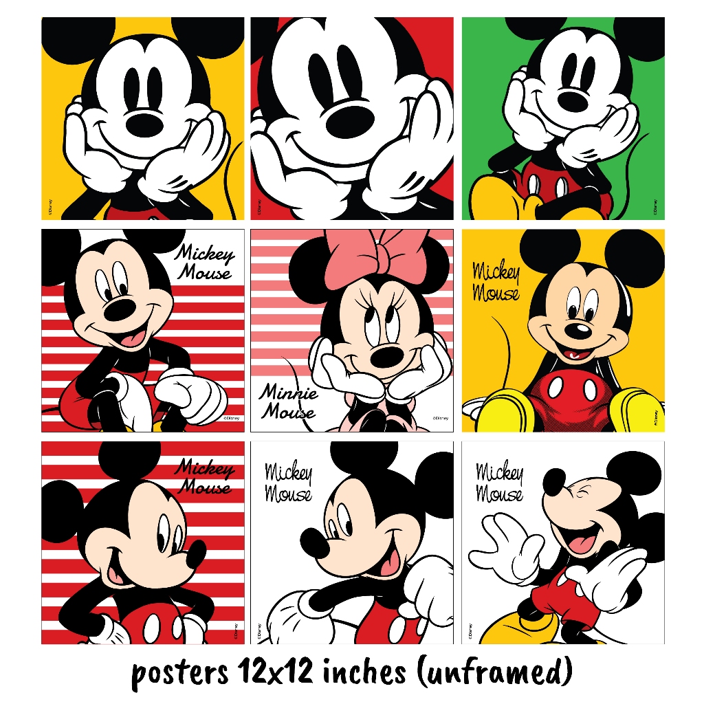 Mickey Mouse Poster โปสเตอร์มิกกี้ เมาส์ ตัวการ์ตูนยอดนิยม ภาพขนาด 12x12 นิ้ว