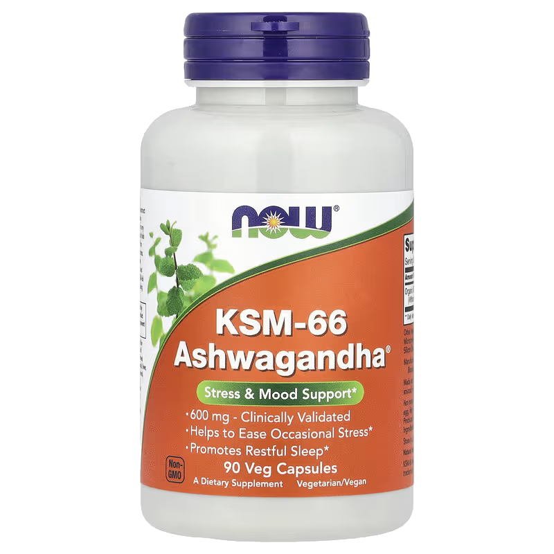 KSM-66 อัชวากานดาสกัด NOW Foods, KSM-66 Ashwagandha®, 600 mg, 90 Veg Capsules