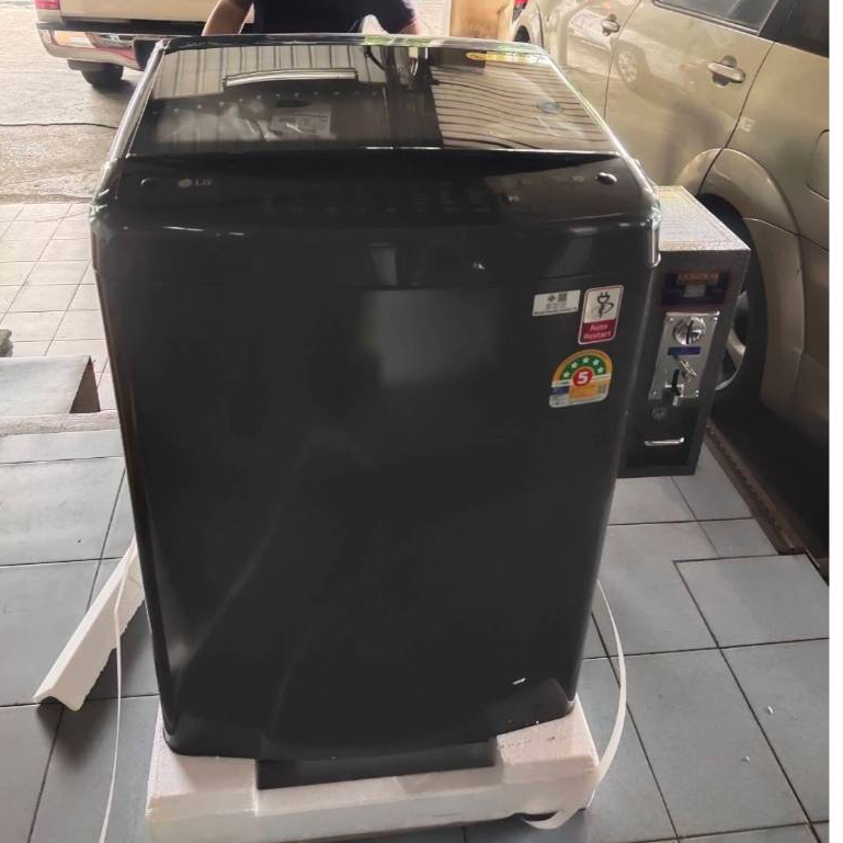 เครื่องซักผ้าฝาบน LG T2518VBTB สีดำ 18 กก. อินเวอร์เตอร์ ติดหยอดเหรียญ ซักผ้าผ้าห่มผ้านวม