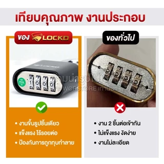 LOCKD แม่กุญแจ ใส่รหัส 4 หลัก ทรงยาว เกรดแข็งแรงพิเศษ เหล็กชุบซิงค์ ชุบโครเมี่ยม กันสนิม กันการตัด
