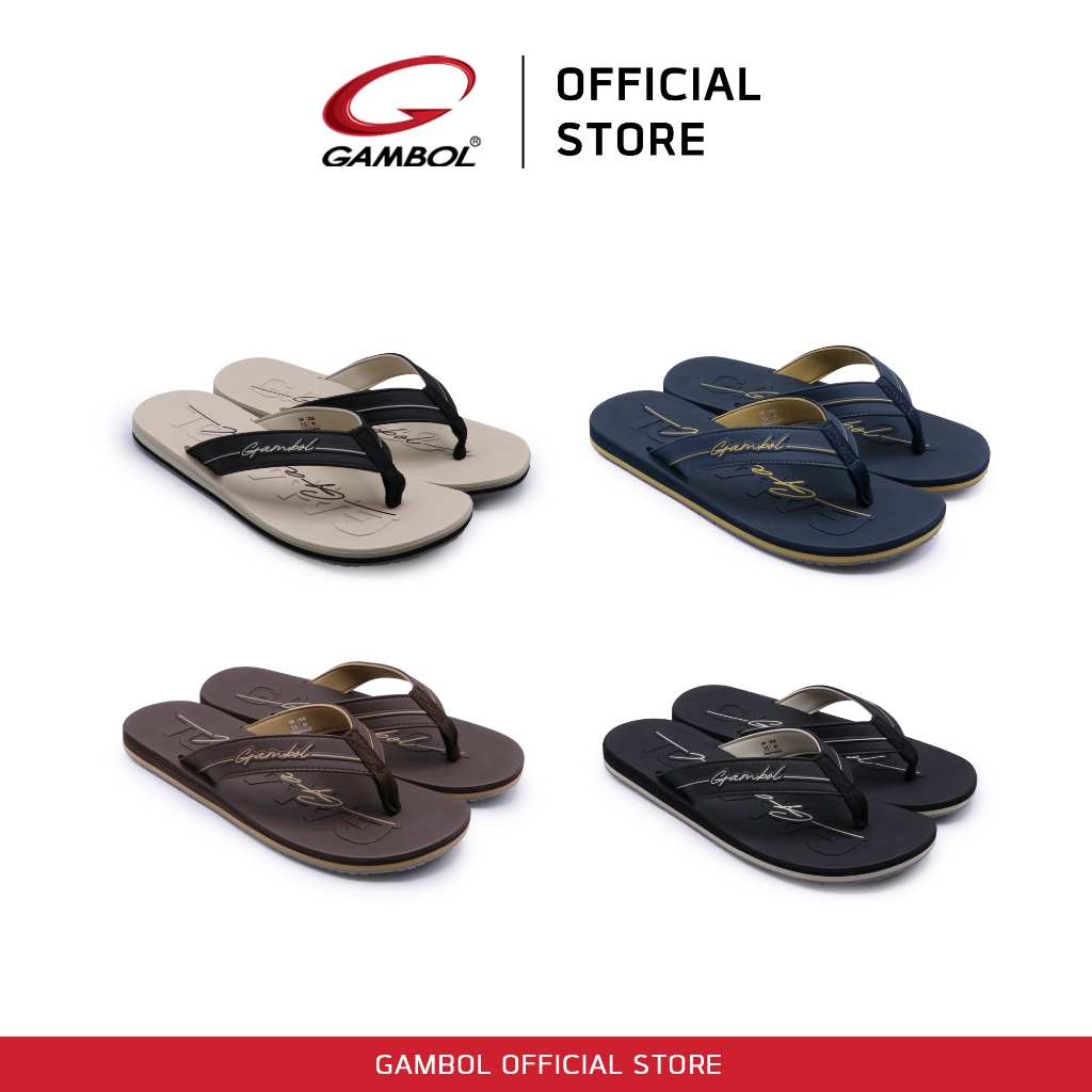 GAMBOL แกมโบล SIGNATURE รองเท้าแตะแบบหนีบชาย รุ่น GM11457 Size 40-44