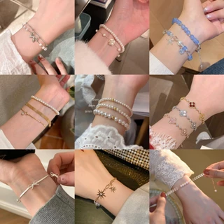สร้อยข้อมือมุก สไตล์เกาหลี แฟชั่น ดอกคามิลเลีย สร้อยข้อมือ คาเอะหลากสไตล์ ส่งไวจากไทย