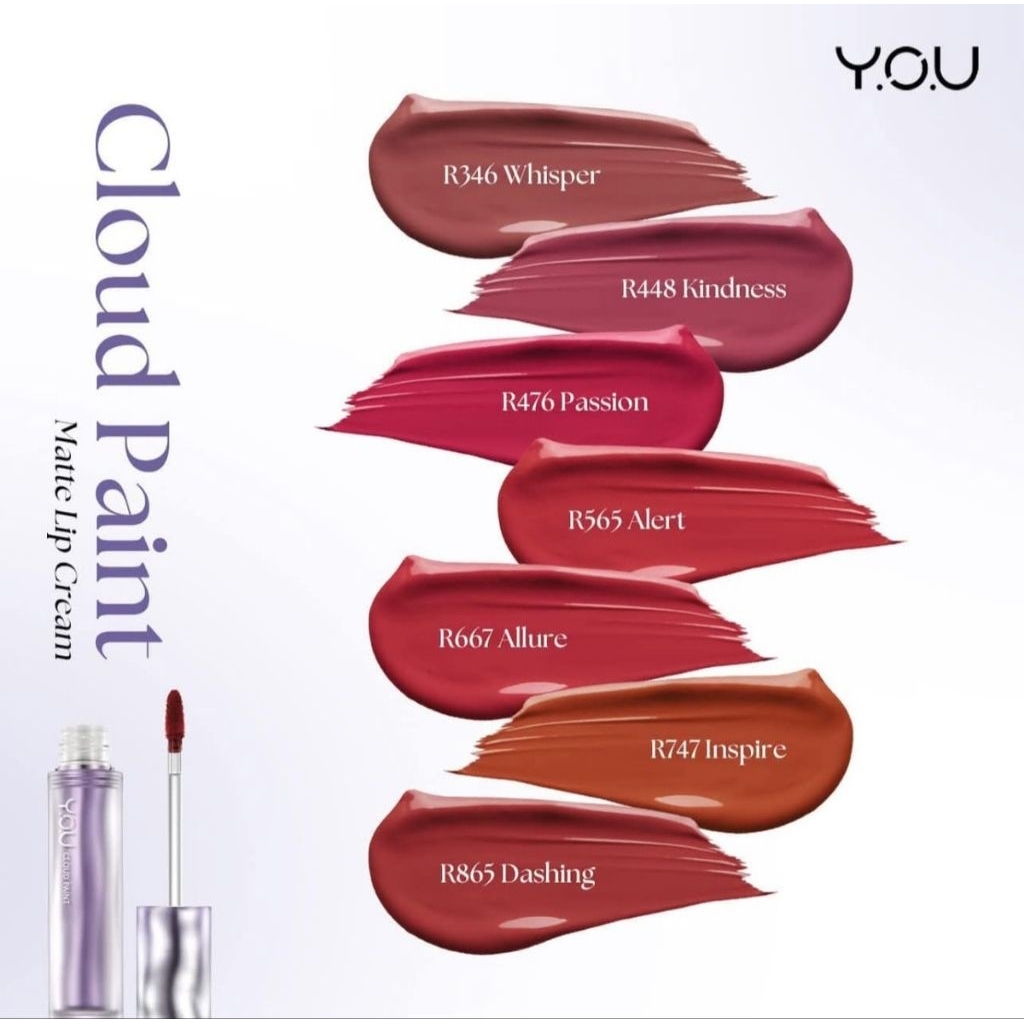 Y.O.U CLOUD PAINT ลิปแมทท์เอสเซนส์เนื้อครีม สวยเฉียบติดทน 18 ชั่วโมง ( 1 แท่ง 3 กรัม ) มีให้เลือกถึง