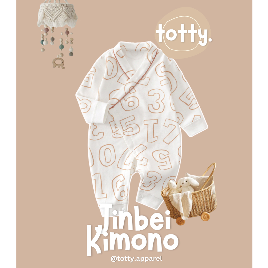 totty.apparel ชุดบอดี้สูทเด็กอ่อนสีขาว ชุดเด็กแรกเกิดใส่สบาย เสื้อผ้าเด็กอ่อนคุณภาพ รุ่น Jinbei (0198)