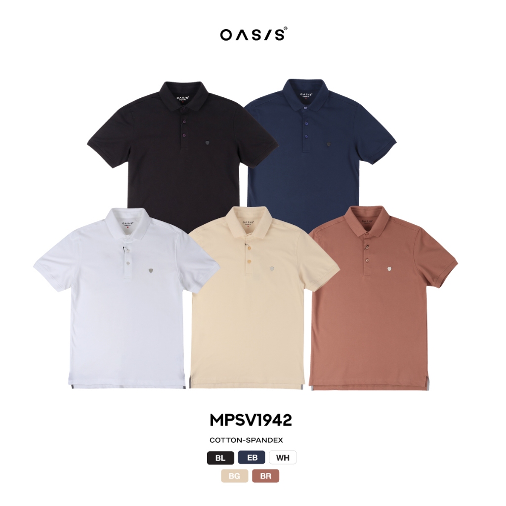 OASIS เสื้อโปโล โปโล ผู้ชาย แขนสั้น ผ้าคอตตอน สแปนเดกซ์ รุ่น MPSV-1942 มีให้เลือกถึง 5 สี