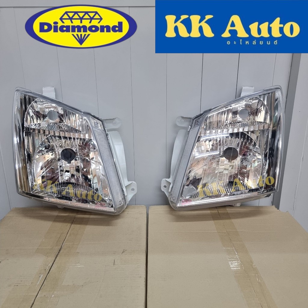 ไฟหน้า DMAX 2007 - 2011 รุ่นธรรมดา H4 ไฟหน้าไม่มีลูกแก้ว ไฟหน้า ดีแม็ก โคมไฟหน้า ดีแมก ตราเพชร