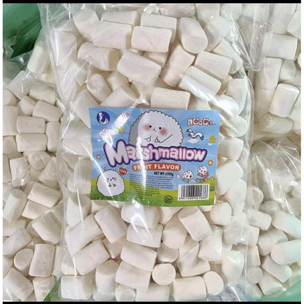 Marshmallow มาชเมลโล่ สีขาวลูกใหญ่ นุ่มละมุน น่ากิน(มีฮาลาล) 500 กรัม ราคาถูกมาก