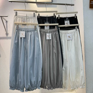 Lady_jeans#9332(K)กางเกงขายาว ทรงมินิมอล ปลายขาแต่งระบาย