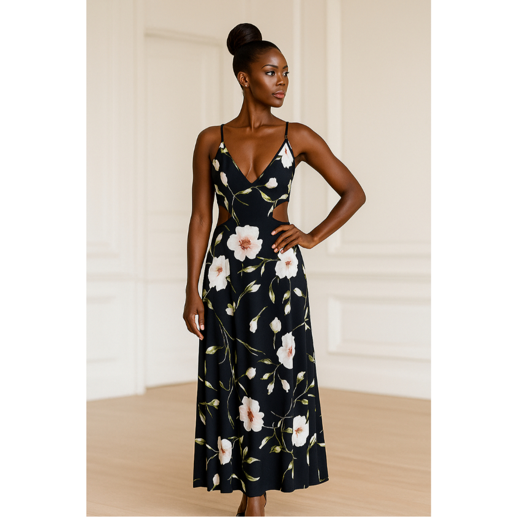 มิดไนท์ บลูม คัตเอาต์ เดรส (Midnight Bloom Cutout Dress)@SP088