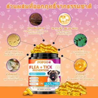 Popoo แพ็คสุดคุ้ม 2สูตร โปรไบโอติกสำหรับสุนัข และ Flea & Tick Prevention for Dogs วิตามินหมา ขนมสุนัข สำหรับสุนัขทุกวัย