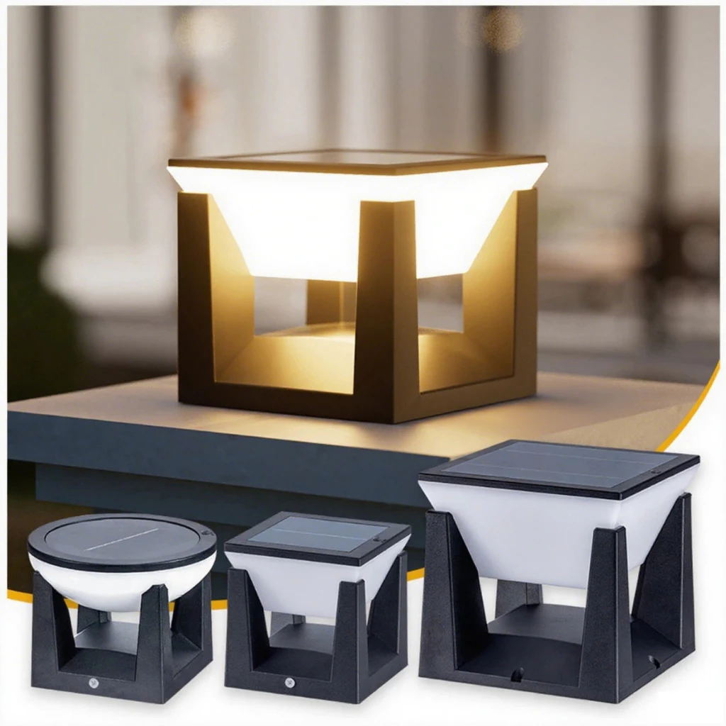 Alisa โคมไฟหัวเสาโซล่าเซลล์ เปิดได้ 3 แสง สว่างค้าง Outdoor garden light กันน้ำIP68 เปิดปิดอัตโนมัติ