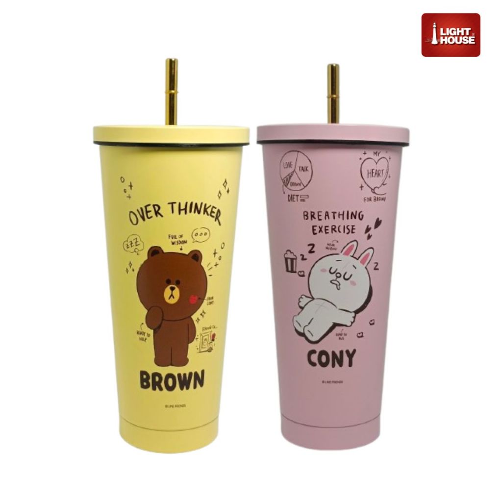 แก้วสเตนเลสเก็บความเย็น 750 มล. แก้วน้ำ ลาย Line Friends มีให้เลือ 2 สี เหลือง ชมพู