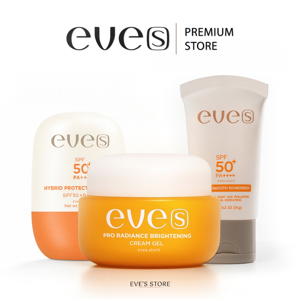 EVES อีฟส์ เซตผิวใสไม่กลัวแดด ครีมเจล เซรั่มอีฟส์ กันแดด ลดเลือนริ้วรอย ผิวดูอ่อนเยาว์ เรียนเนียนดุจผิวเด็ก