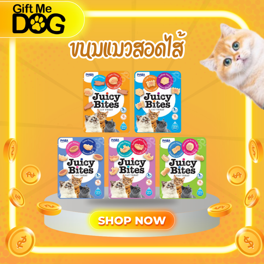 Inaba Juicy Bites จูซี่ไบท์ ขนมแมวแบบเม็ดนิ่ม หอมๆ กินง่ายมากๆ