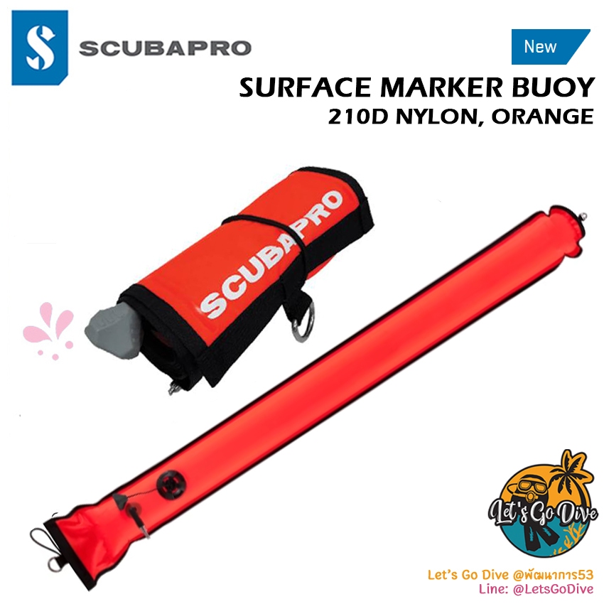 SCUBAPRO - SMB - SURFACE MARKER BUOY, 210D NYLON, ORANGE, 140cm(4.5ft) / 180cm(6ft)