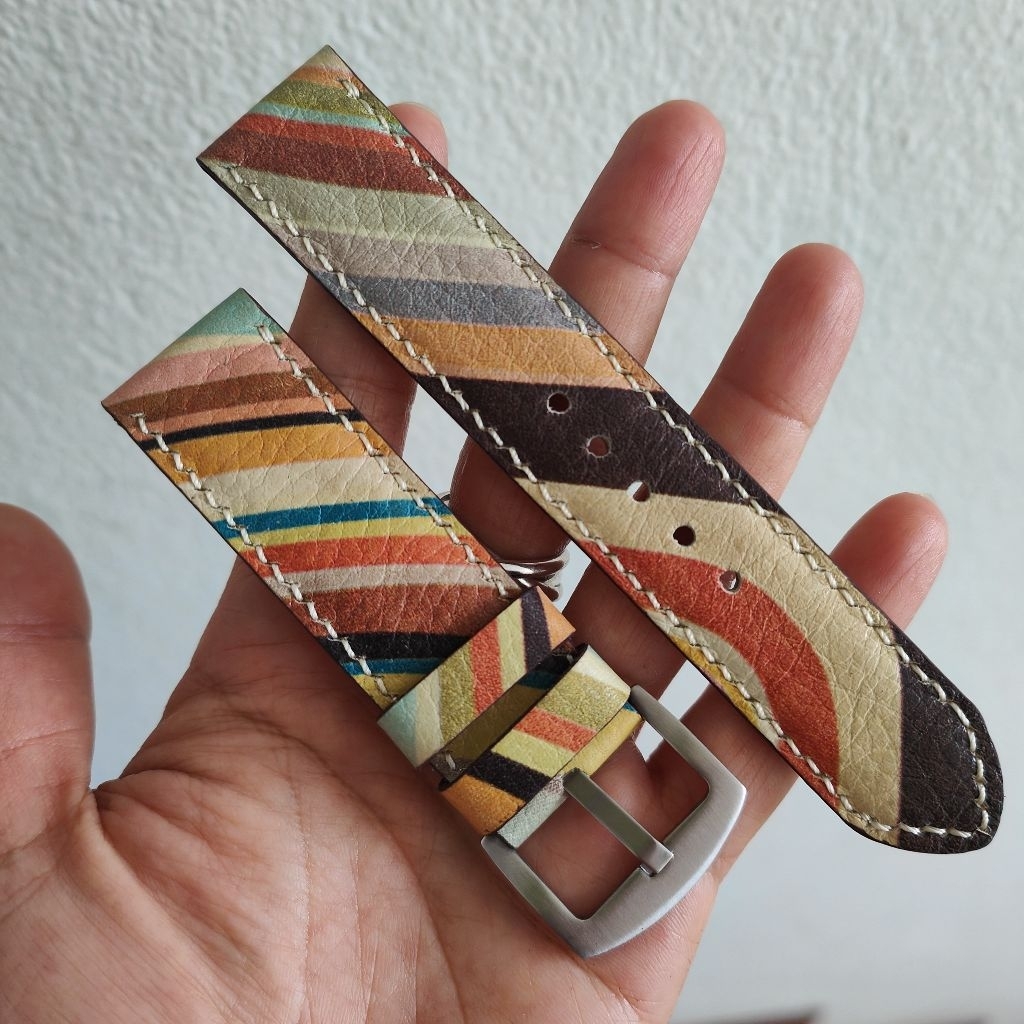 สายนาฬิกา 22 mm. ตัดจากกระเป๋า Paul Smith มือสองของแท้ งาน Handmade ใส่สมาร์ทวอชได้