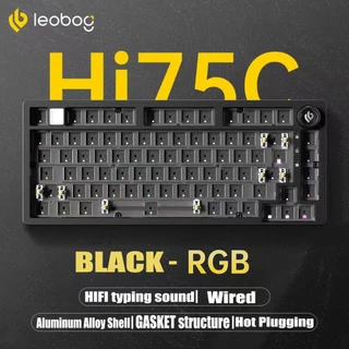 LEOBOG Hi75C คีย์บอร์ดอลูมิเนียม RGB ไฟสีเปลี่ยนได้ ระบบลูกบิด รองรับการสลับร้อน 3/5 ขา สำหรับเกมเมอร์และออฟฟิศ